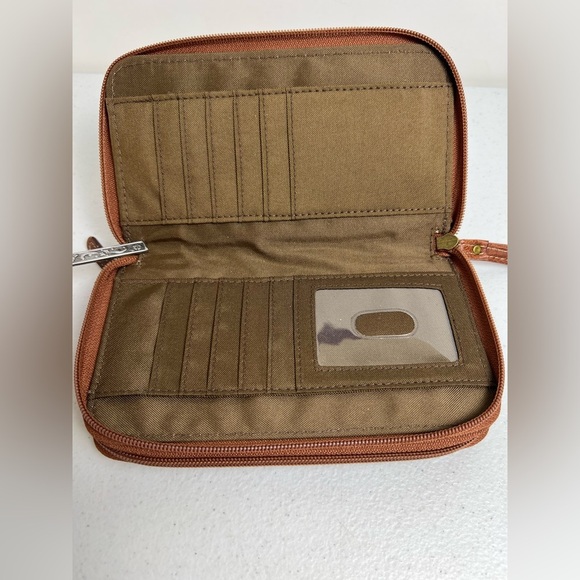 BOC Born Concepts 8” Wallet Wristlet Faux Leather Brown Dual Zip Around India - Picture 6 of 11